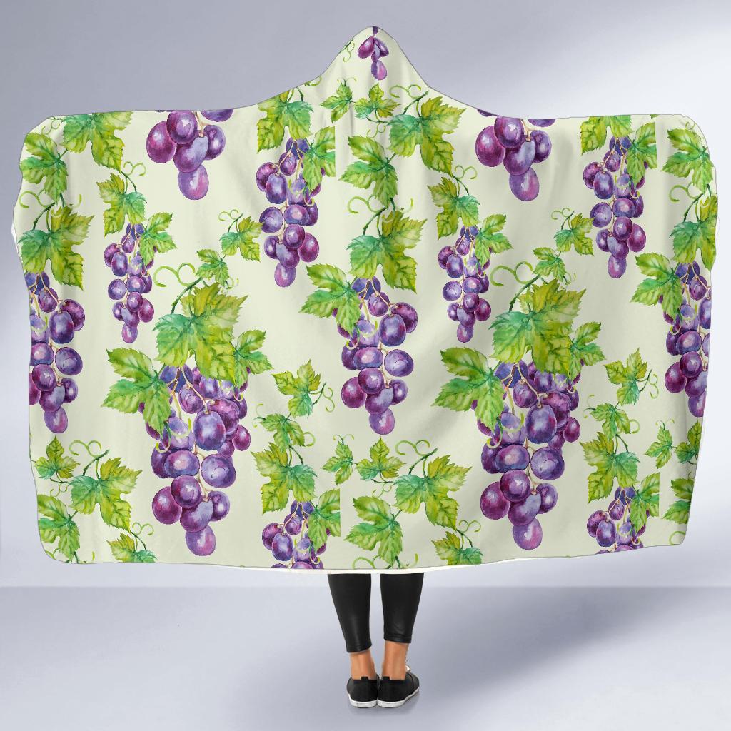 Wine Grape Print Pattern Hooded Blanket-grizzshop