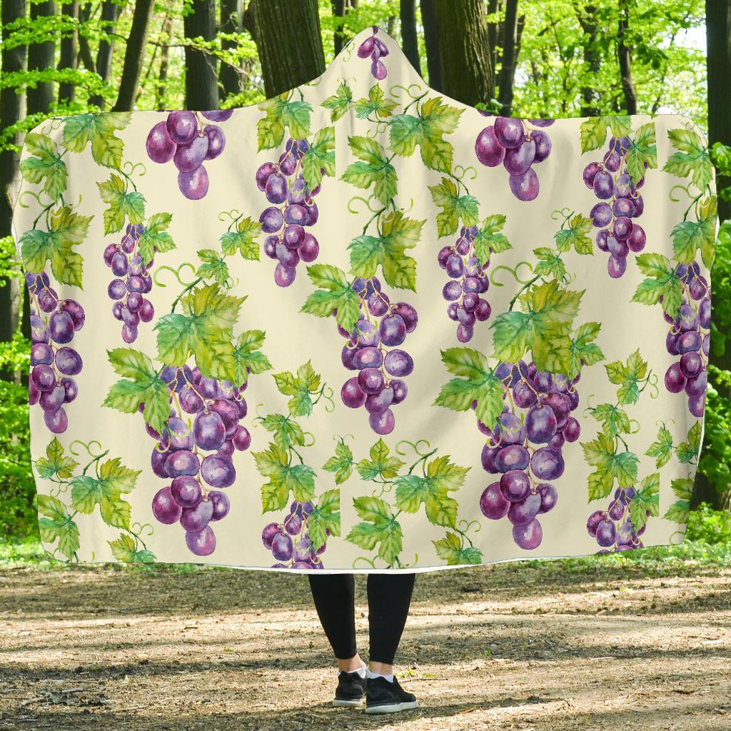 Wine Grape Print Pattern Hooded Blanket-grizzshop