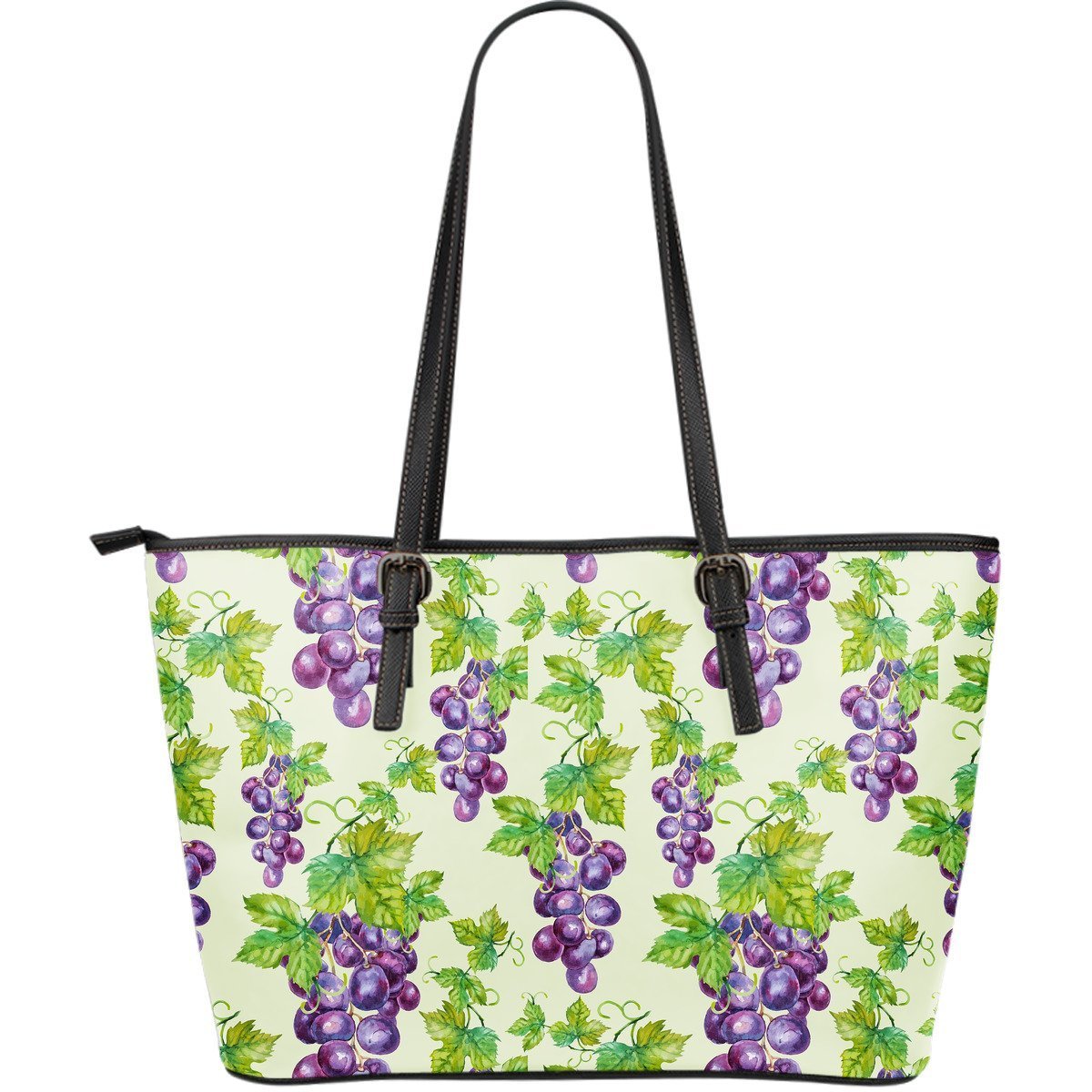 Wine Grape Print Pattern Leather Tote Bag-grizzshop