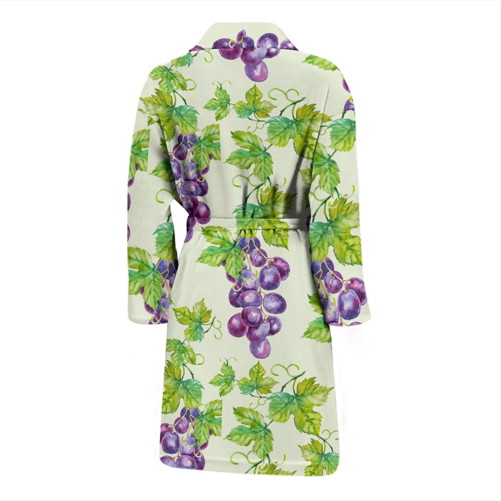 Wine Grape Print Pattern Men Long Robe-grizzshop