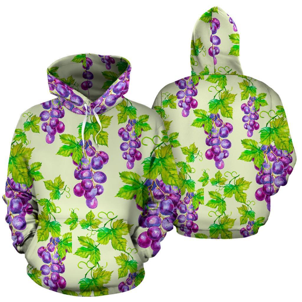 Wine Grape Print Pattern Men Women Pullover Hoodie-grizzshop