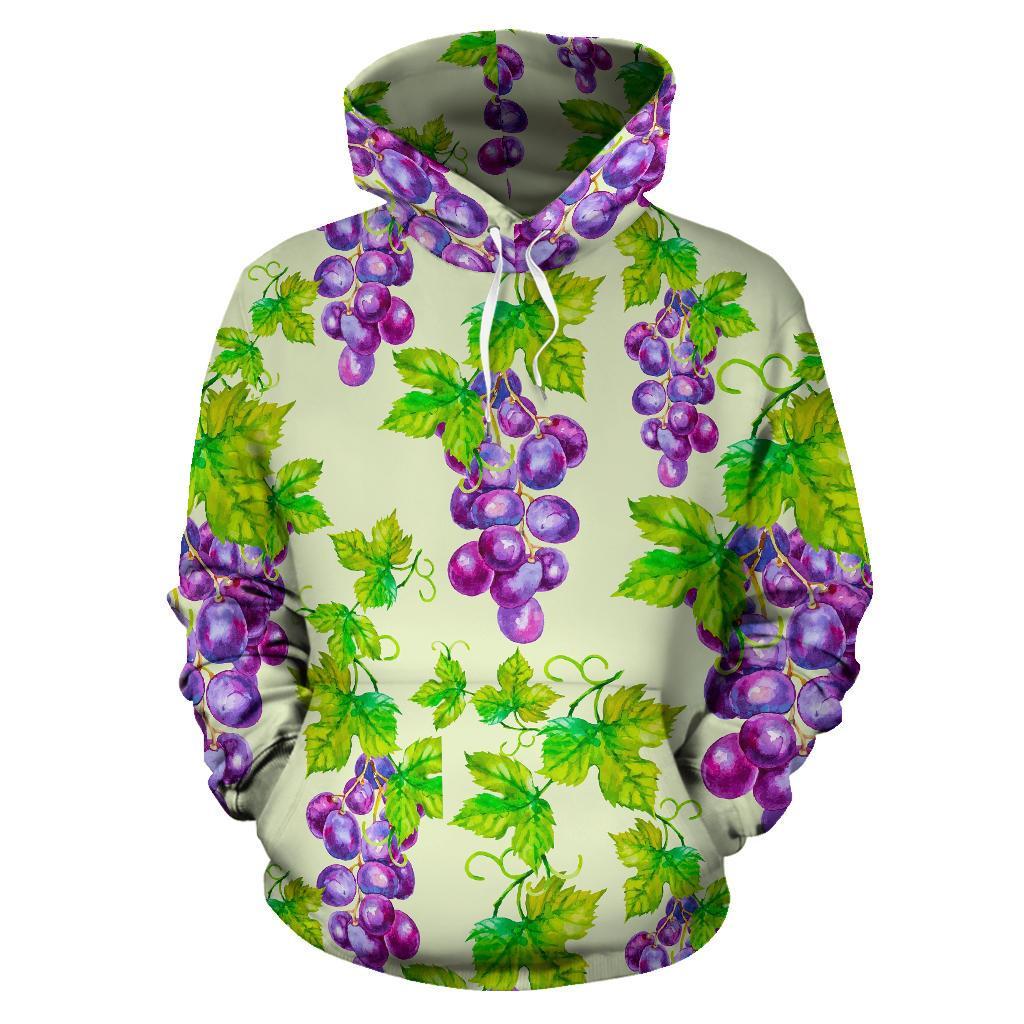 Wine Grape Print Pattern Men Women Pullover Hoodie-grizzshop