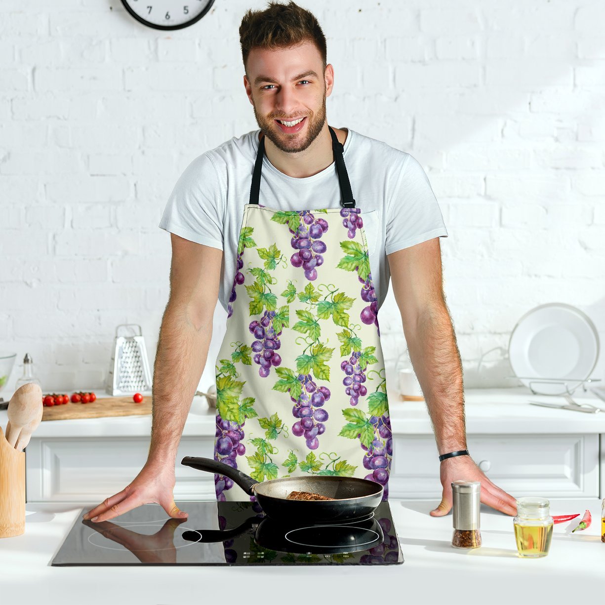 Wine Grape Print Pattern Men's Apron-grizzshop