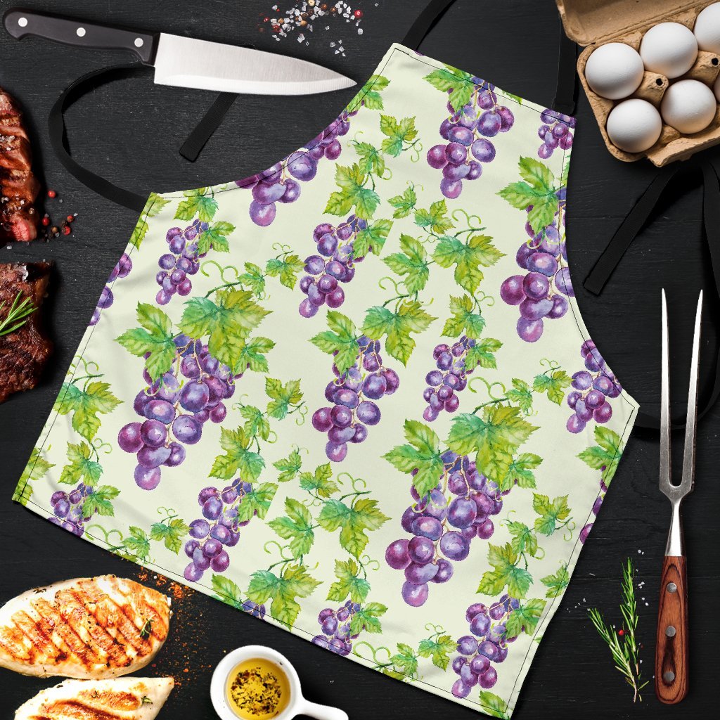 Wine Grape Print Pattern Men's Apron-grizzshop