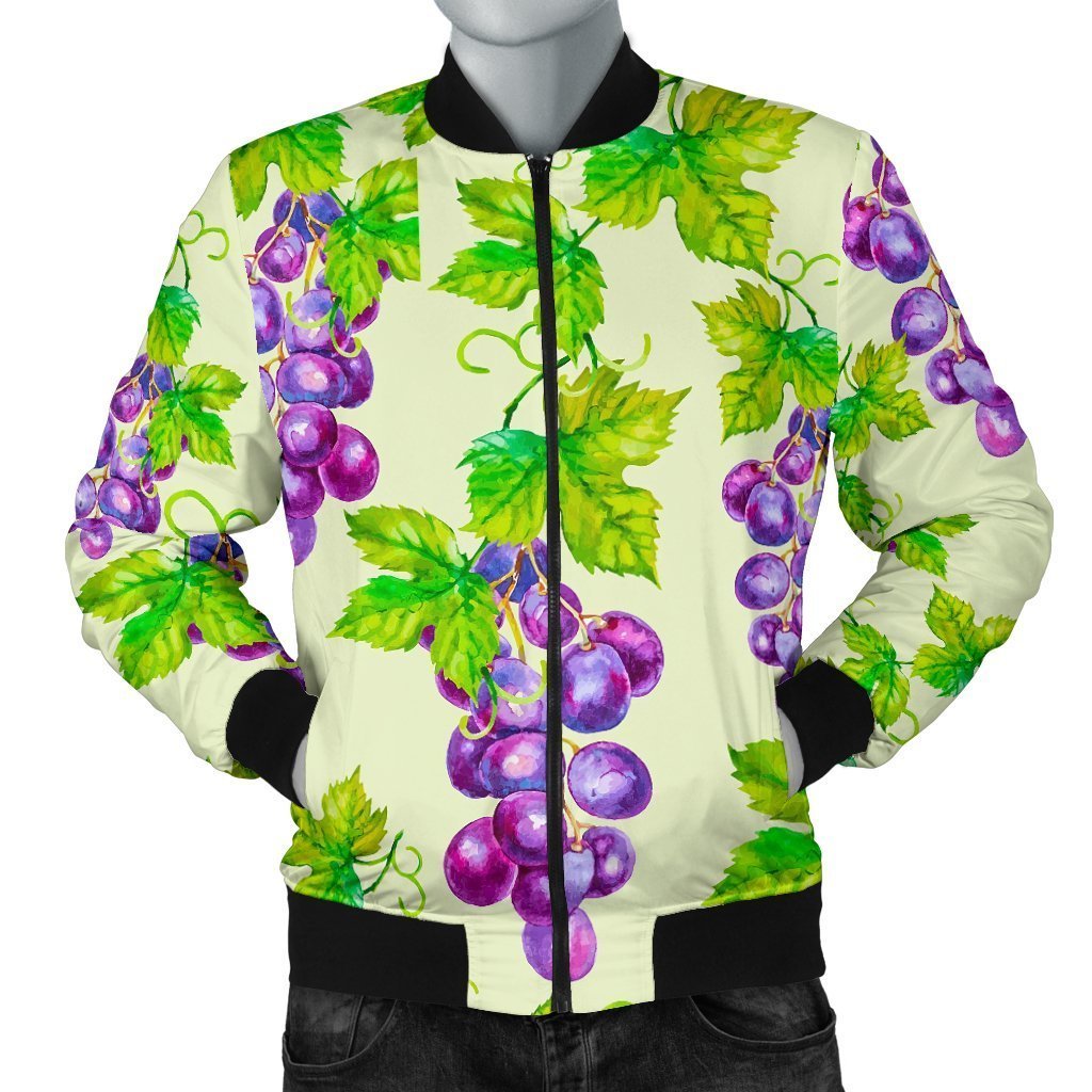 Wine Grape Print Pattern Men's Bomber Jacket-grizzshop