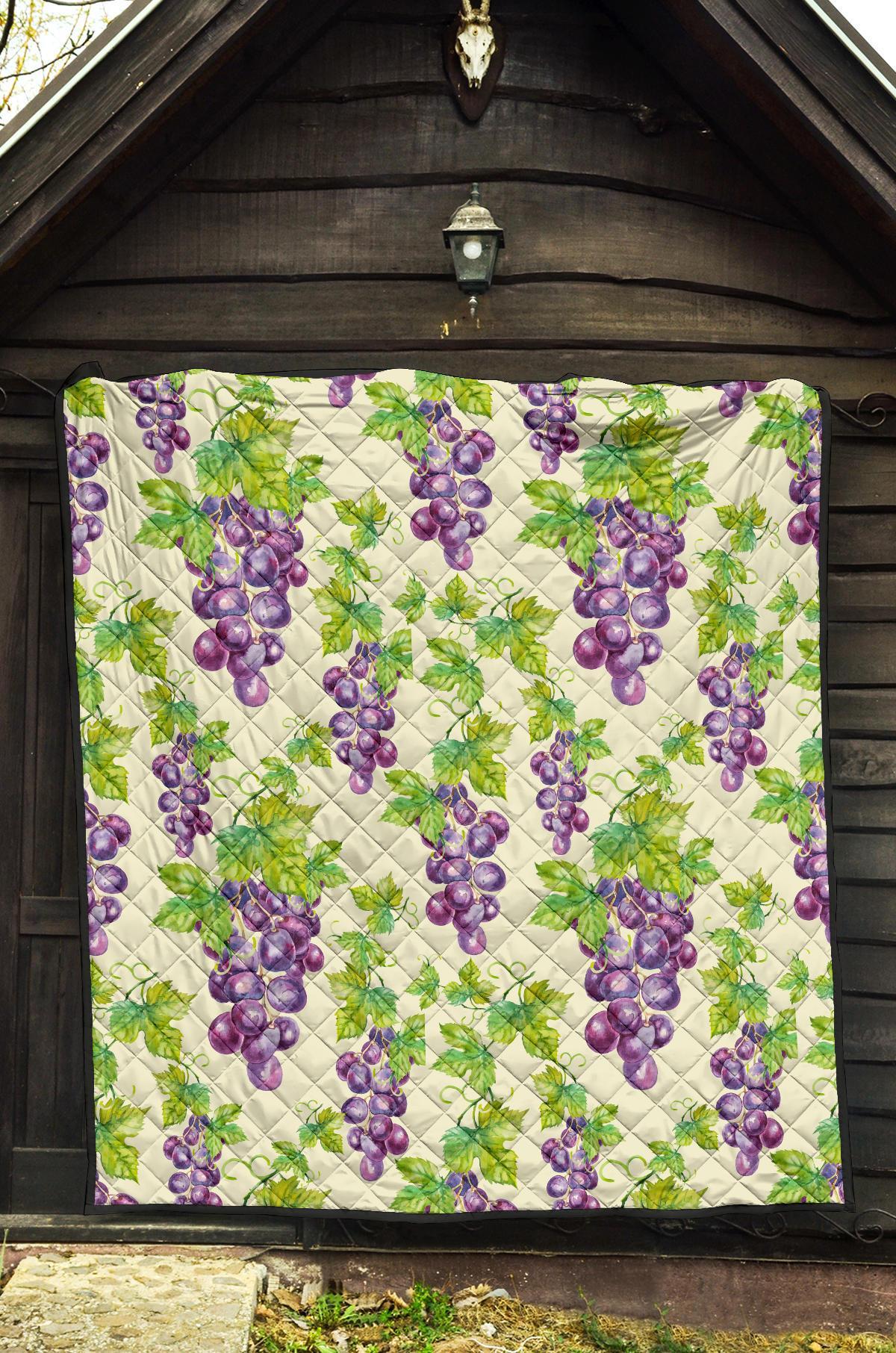 Wine Grape Print Pattern Quilt-grizzshop