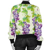 Wine Grape Print Pattern Women Casual Bomber Jacket-grizzshop