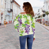 Wine Grape Print Pattern Women Off Shoulder Sweatshirt-grizzshop