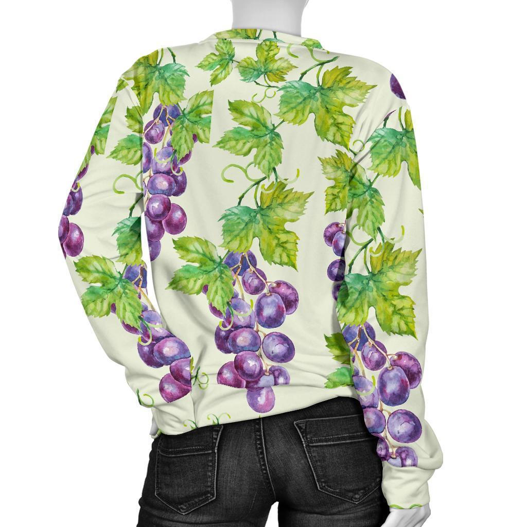 Wine Grape Print Pattern Women's Sweatshirt-grizzshop