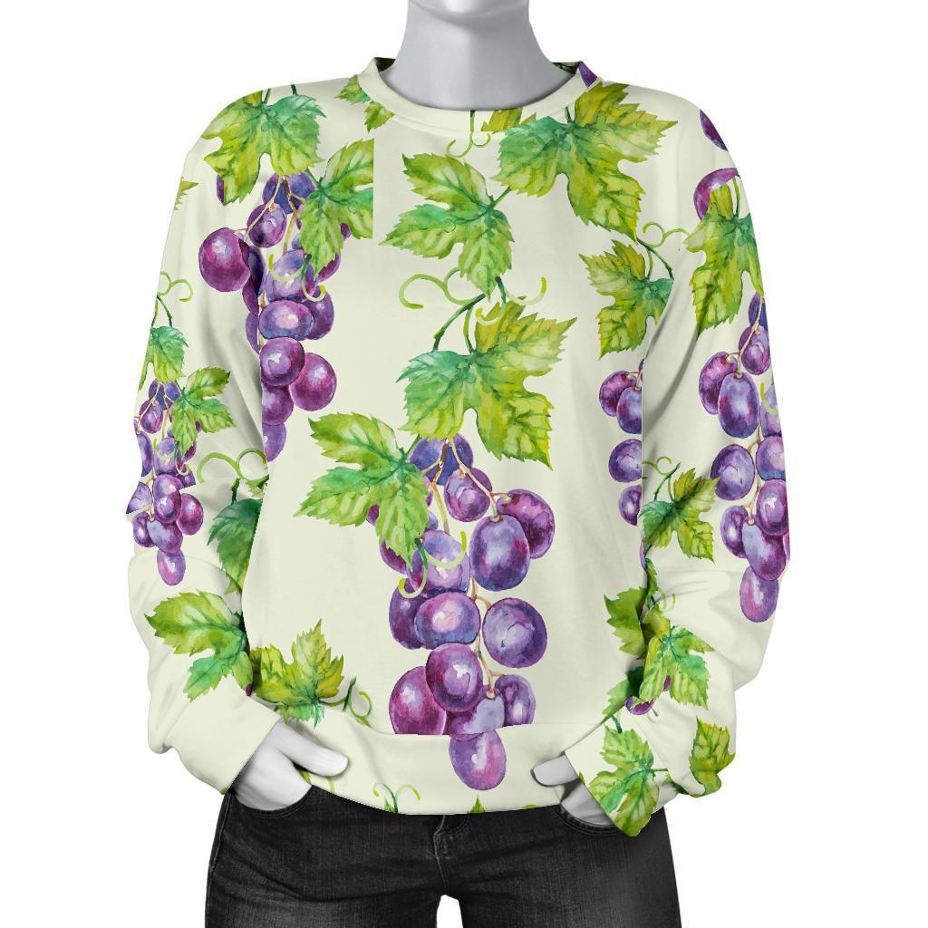 Wine Grape Print Pattern Women's Sweatshirt-grizzshop