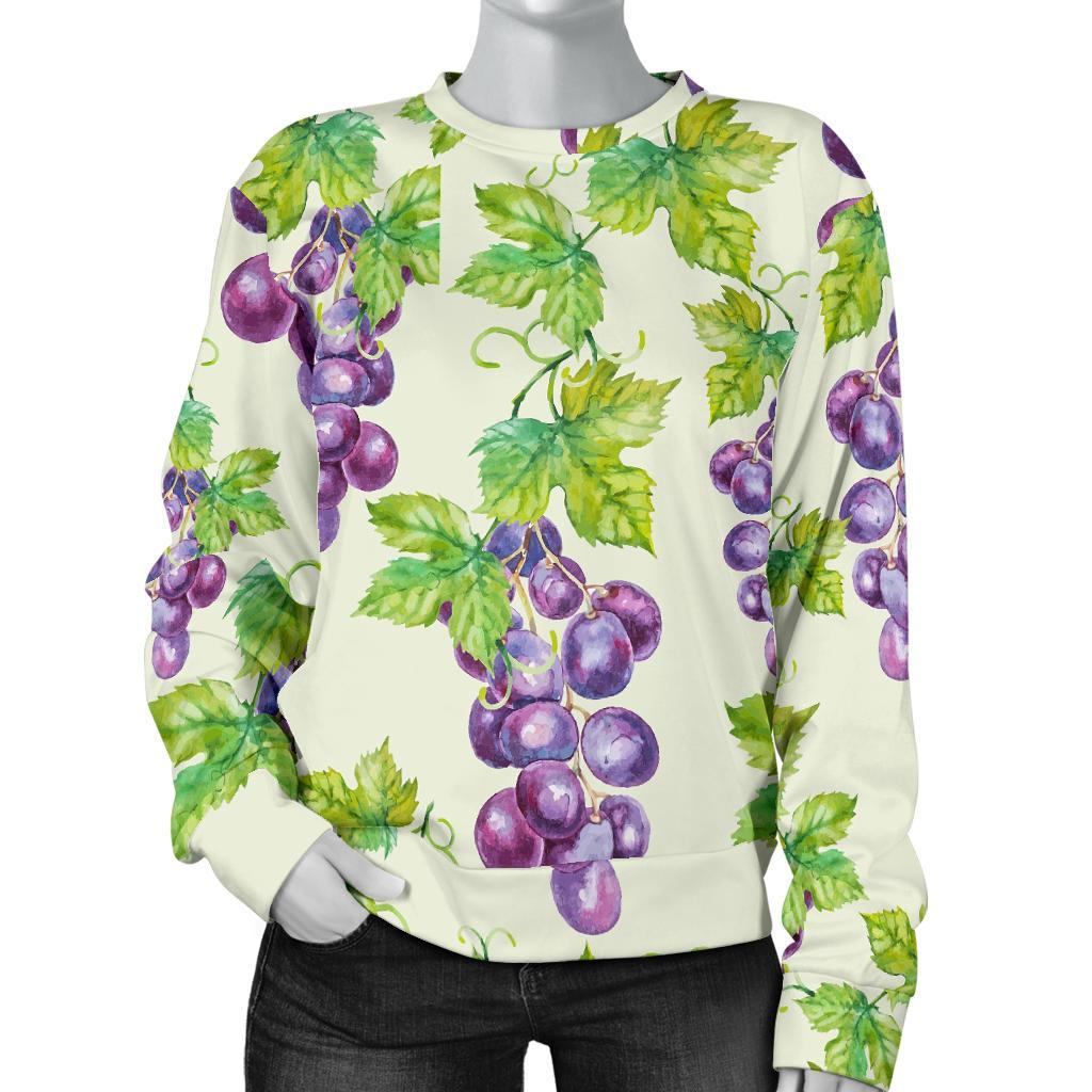 Wine Grape Print Pattern Women's Sweatshirt-grizzshop