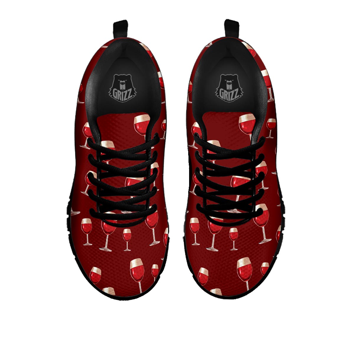 Wine Red Print Pattern Black Sneaker-grizzshop