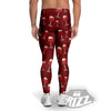 Wine Red Print Pattern Men's Leggings-grizzshop