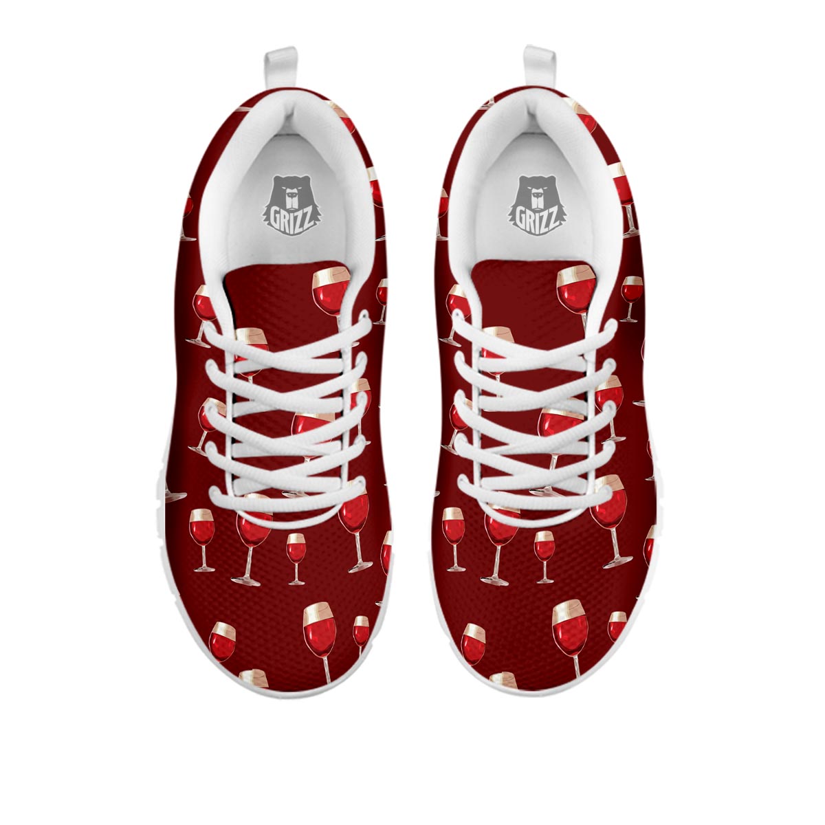 Wine Red Print Pattern White Sneaker-grizzshop