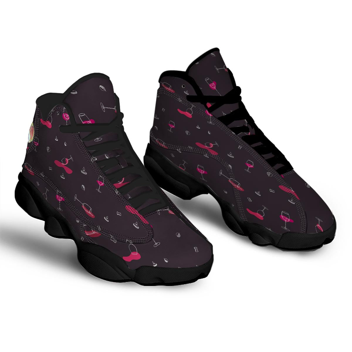 Wine Splash Print Pattern Black Basketball Shoes-grizzshop