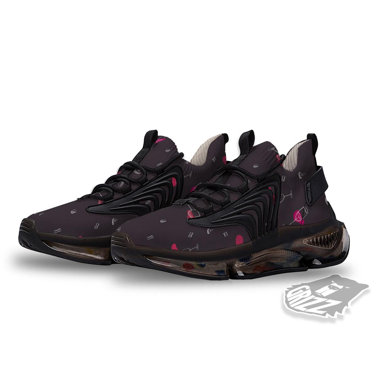 Wine Splash Print Pattern Black Gym Shoes-grizzshop