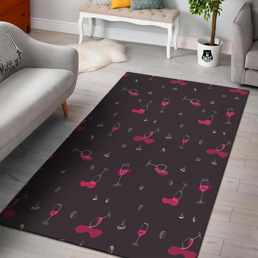 Wine Splash Print Pattern Floor Mat-grizzshop