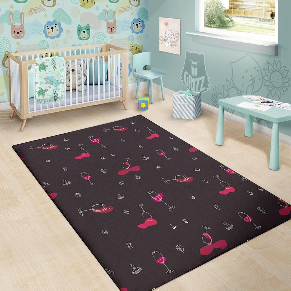 Wine Splash Print Pattern Floor Mat-grizzshop