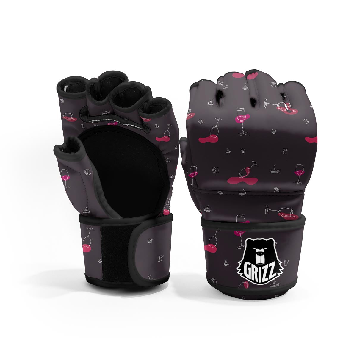 Wine Splash Print Pattern MMA Gloves-grizzshop