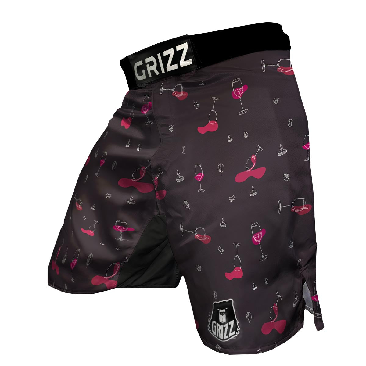 Wine Splash Print Pattern MMA Shorts-grizzshop