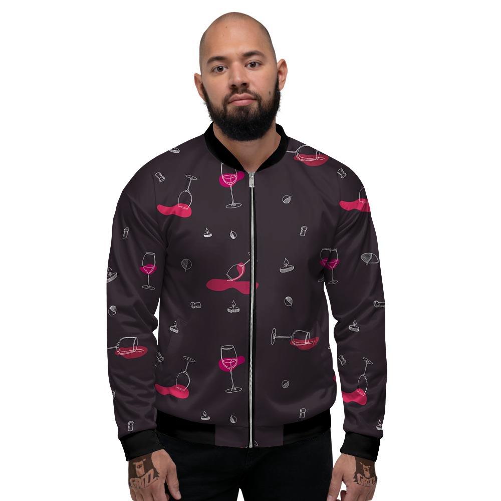 Wine Splash Print Pattern Men's Bomber Jacket-grizzshop