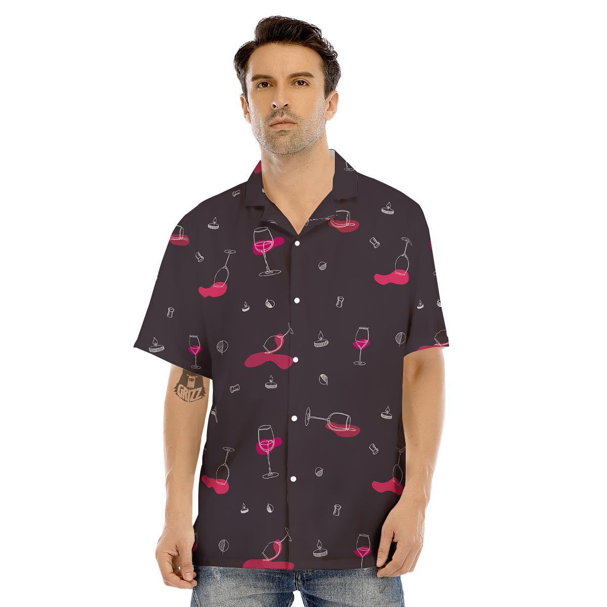 Wine Splash Print Pattern Men's Hawaiian Shirt-grizzshop