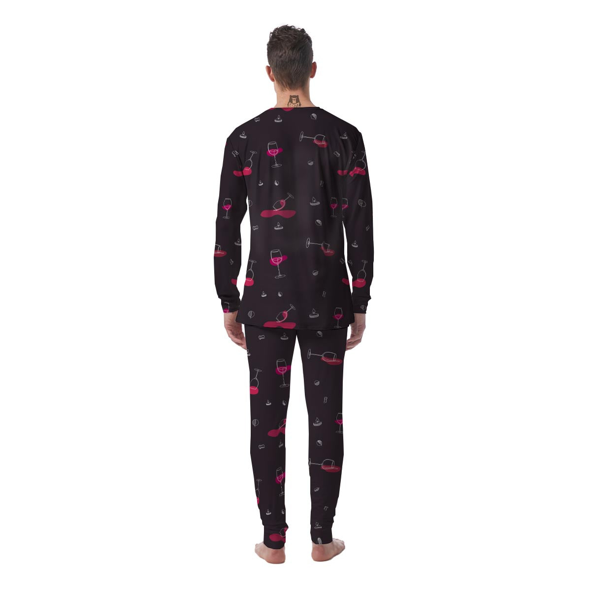 Wine Splash Print Pattern Men's Pajamas-grizzshop