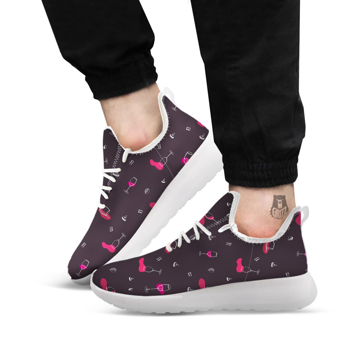 Wine Splash Print Pattern White Athletic Shoes-grizzshop