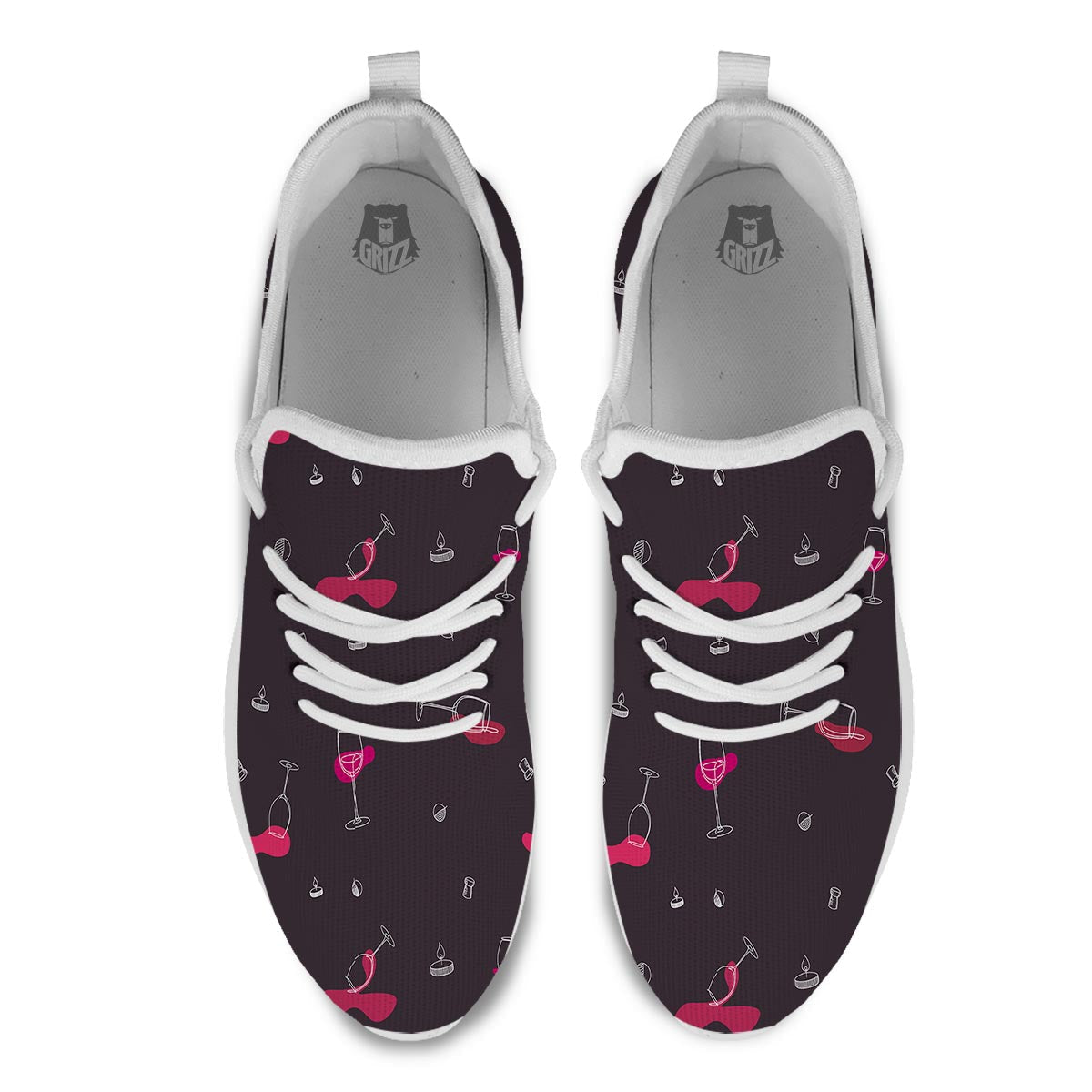 Wine Splash Print Pattern White Athletic Shoes-grizzshop