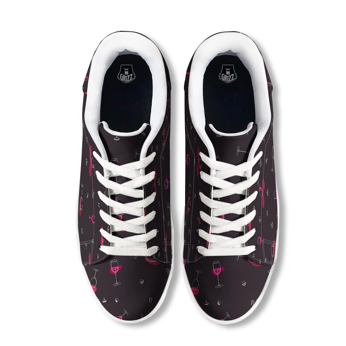 Wine Splash Print Pattern White Low Top Sneakers-grizzshop