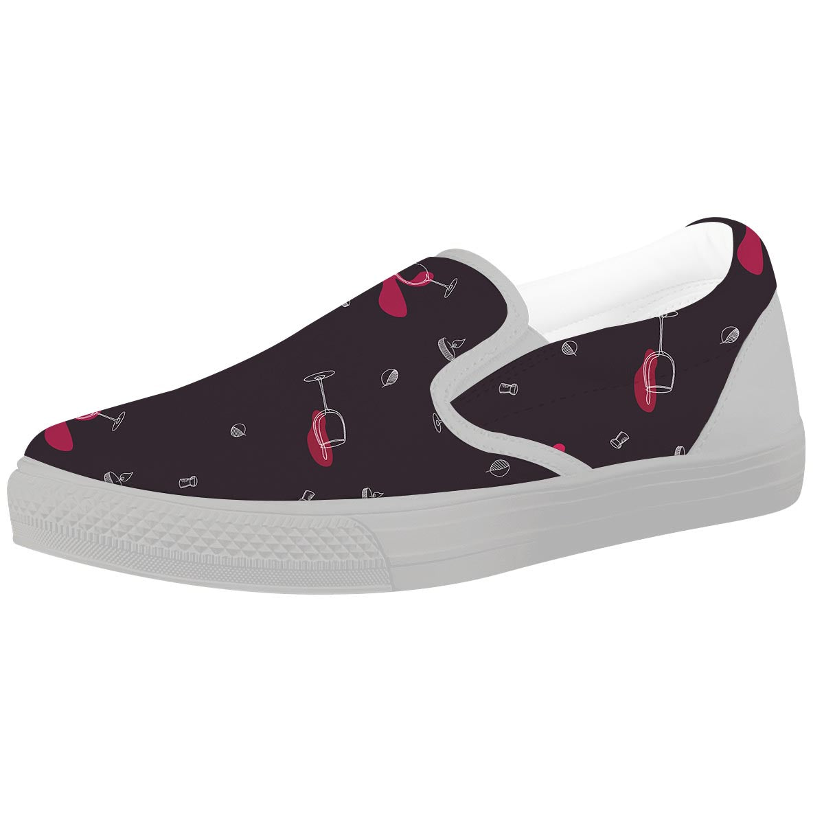 Wine Splash Print Pattern White Slip On Shoes-grizzshop