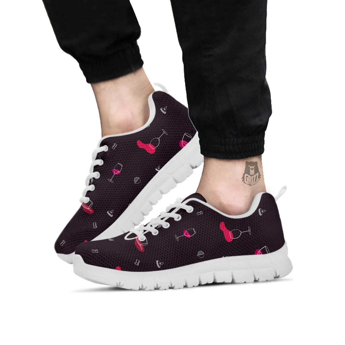 Wine Splash Print Pattern White Sneaker-grizzshop