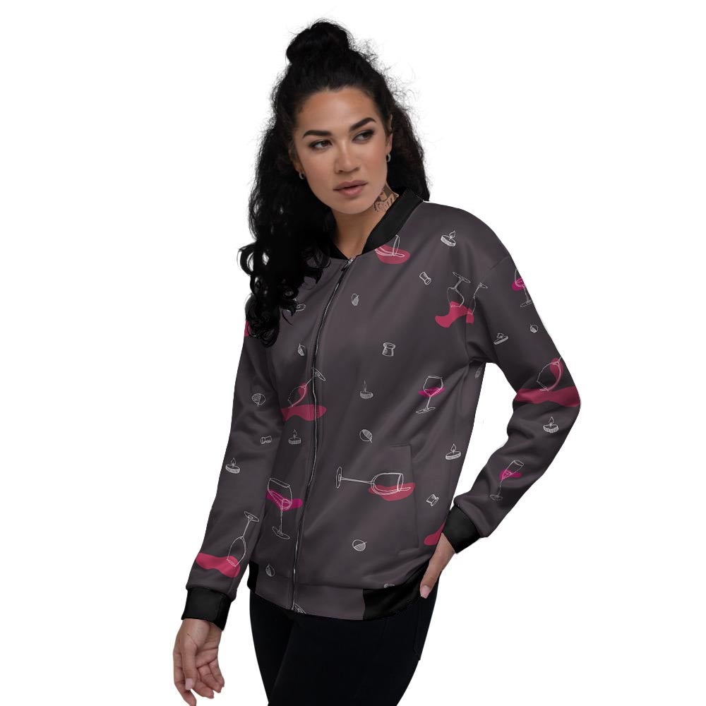 Wine Splash Print Pattern Women's Bomber Jacket-grizzshop