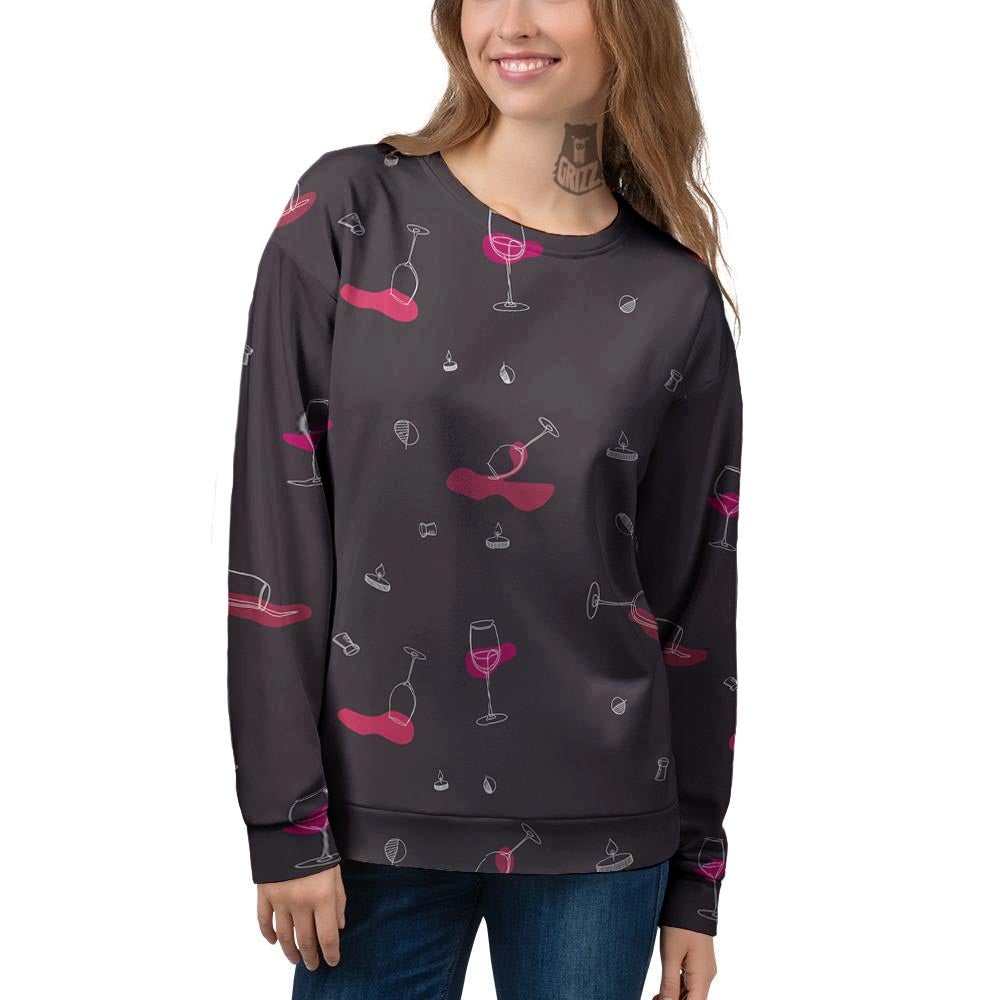 Wine Splash Print Pattern Women's Sweatshirt-grizzshop