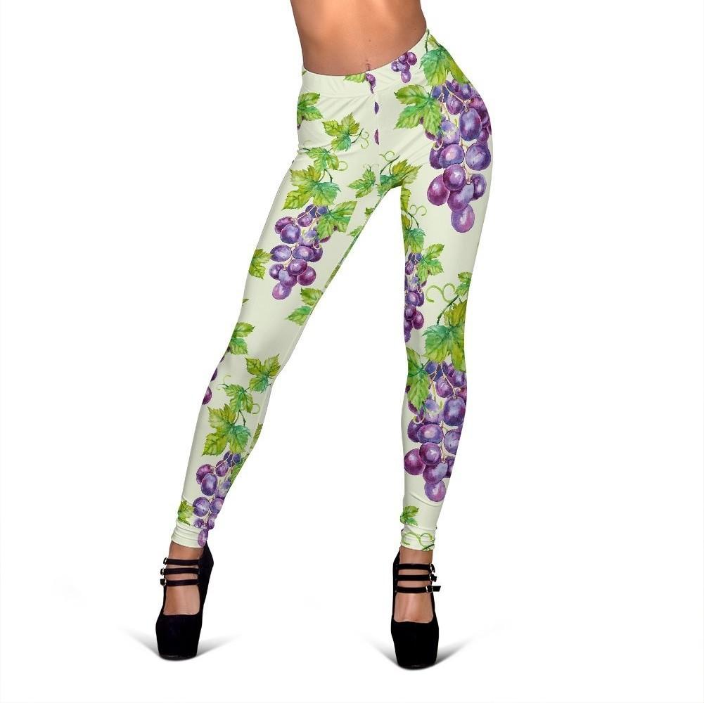 Wine Grape Print Pattern Women Leggings-grizzshop