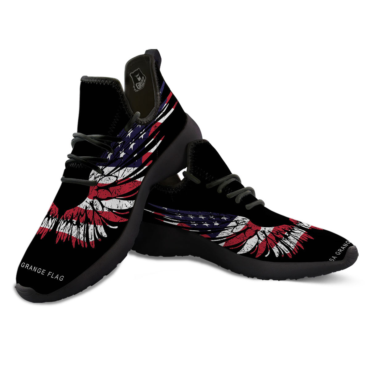 Wing Flag American Print Black Athletic Shoes-grizzshop