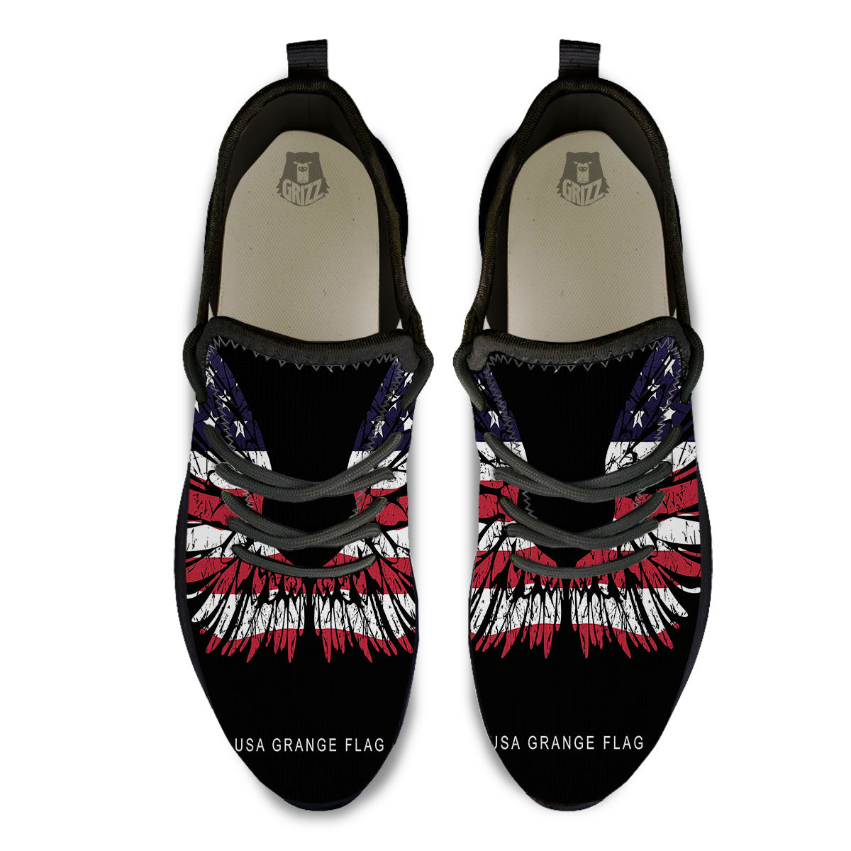 Wing Flag American Print Black Athletic Shoes-grizzshop