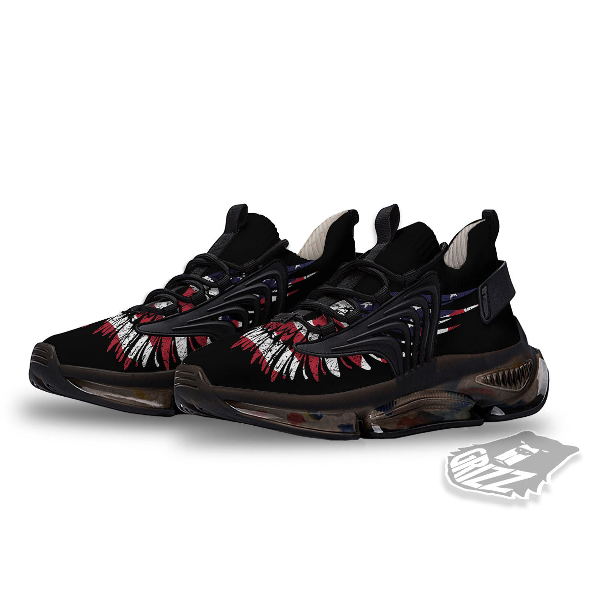 Wing Flag American Print Black Gym Shoes-grizzshop
