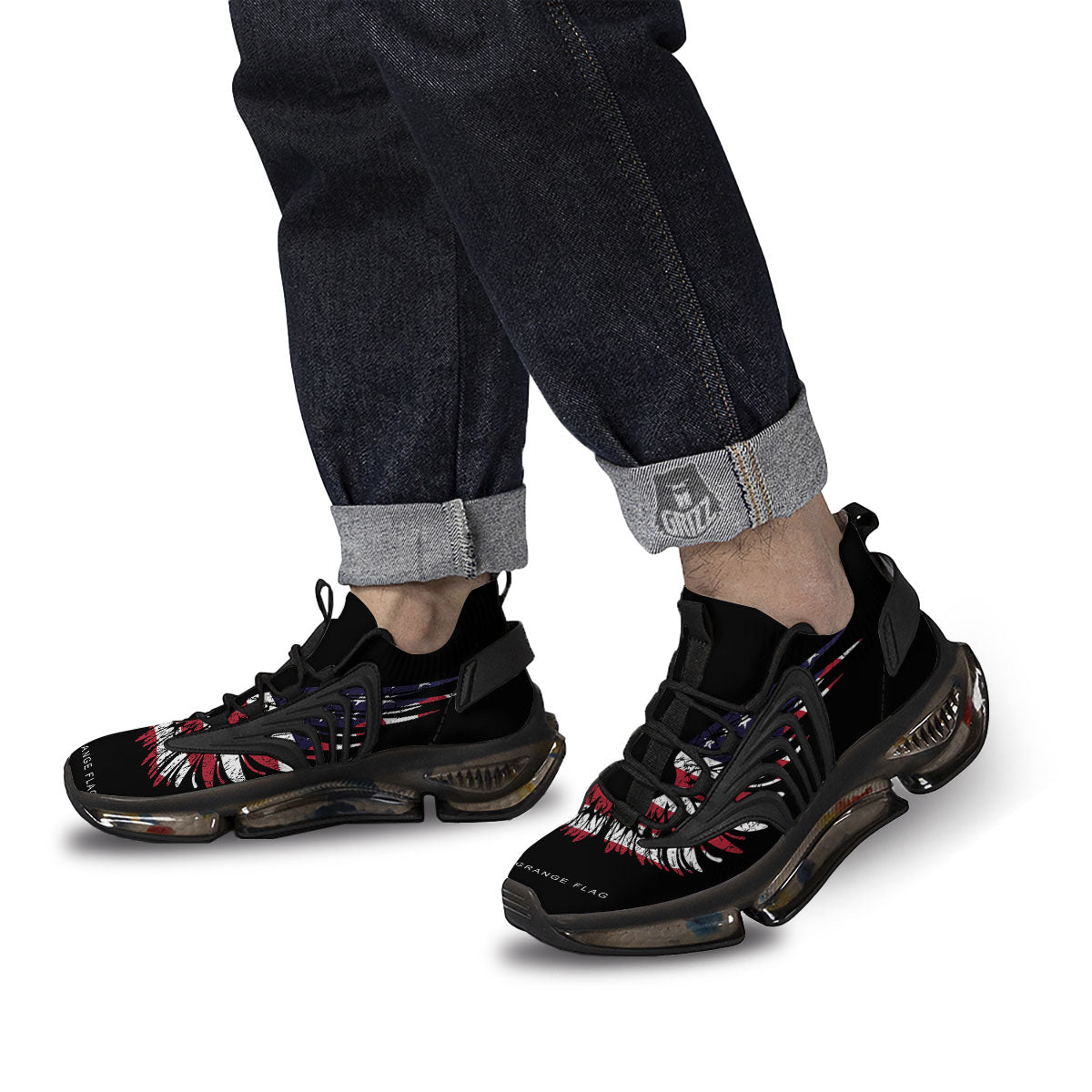 Wing Flag American Print Black Gym Shoes-grizzshop