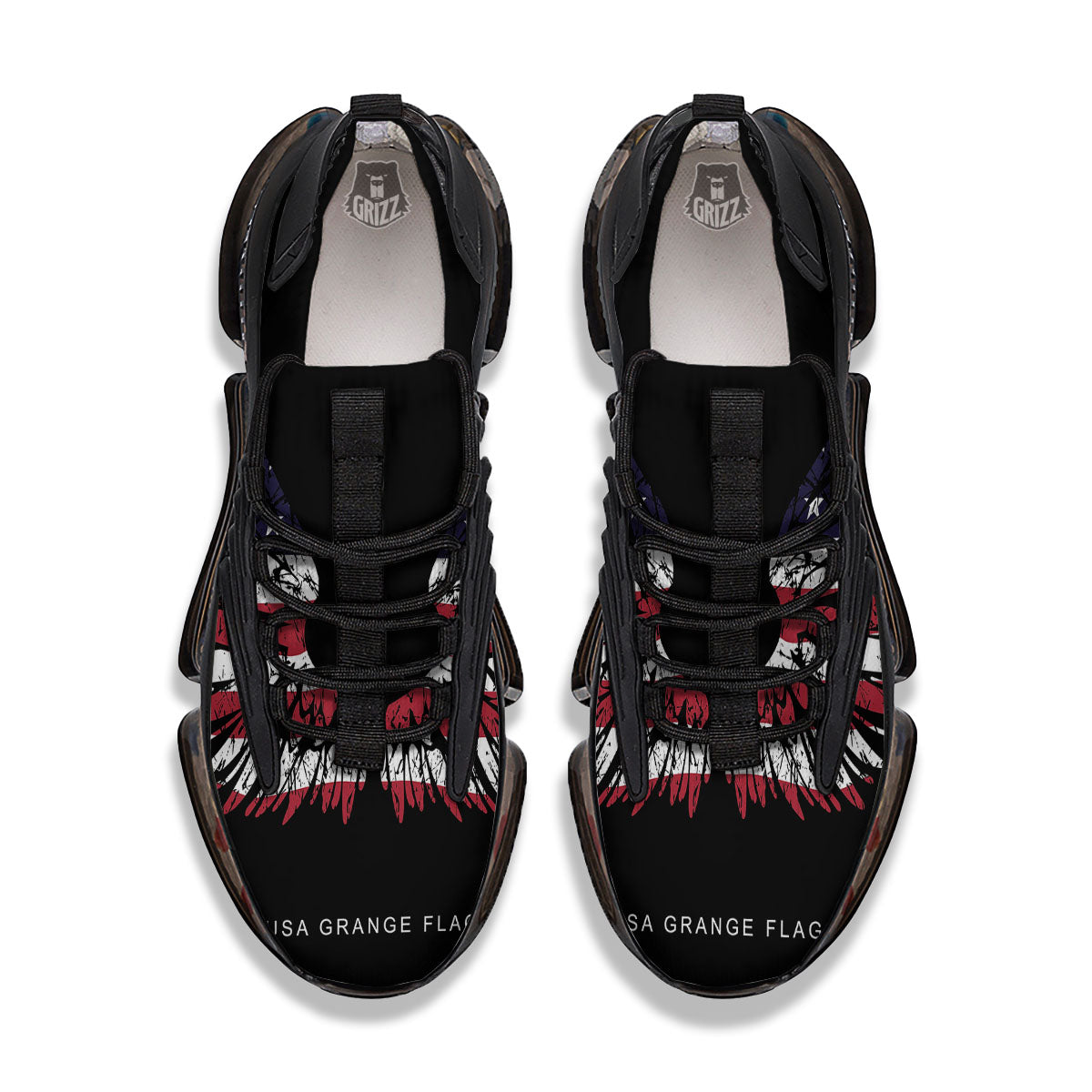 Wing Flag American Print Black Gym Shoes-grizzshop