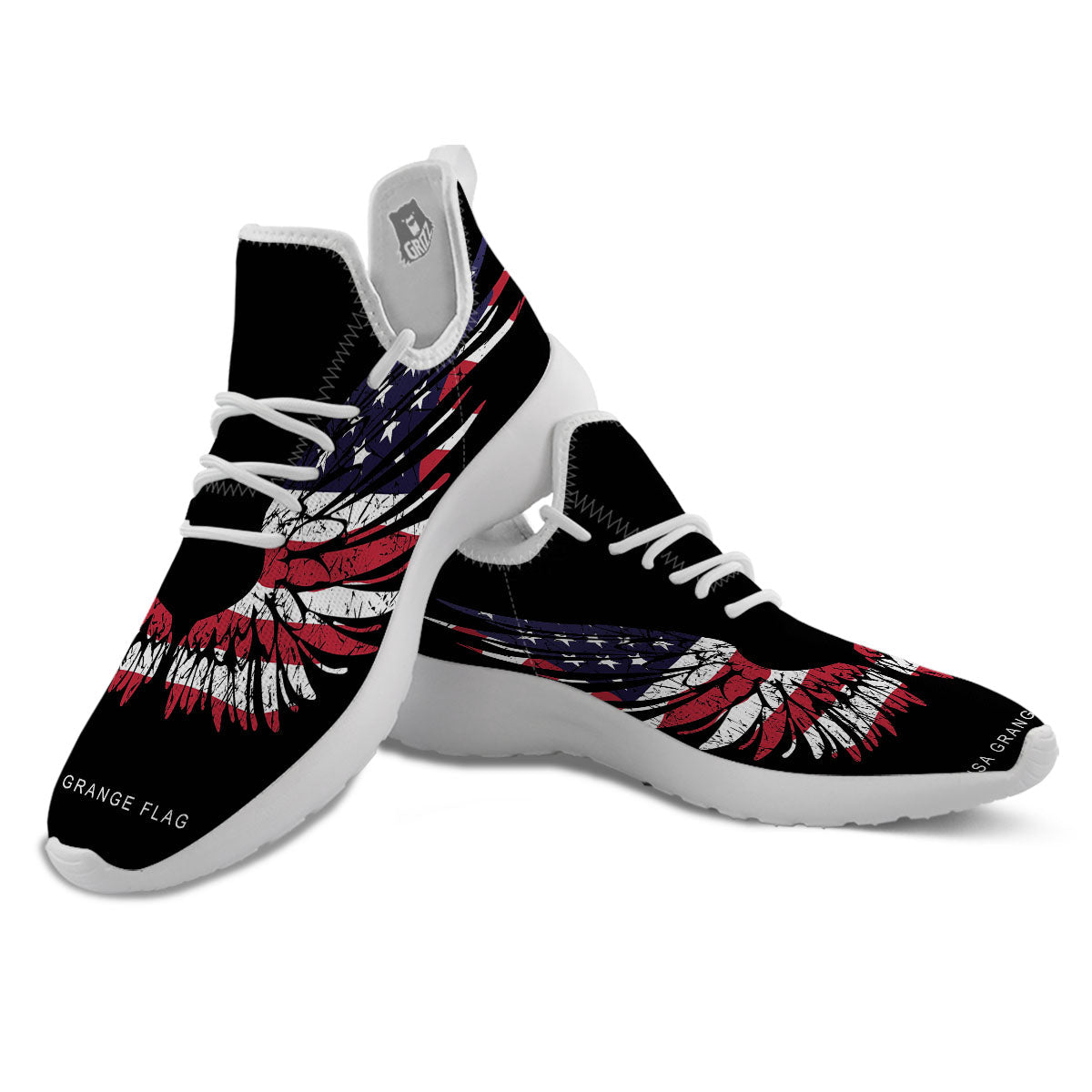 Wing Flag American Print White Athletic Shoes-grizzshop
