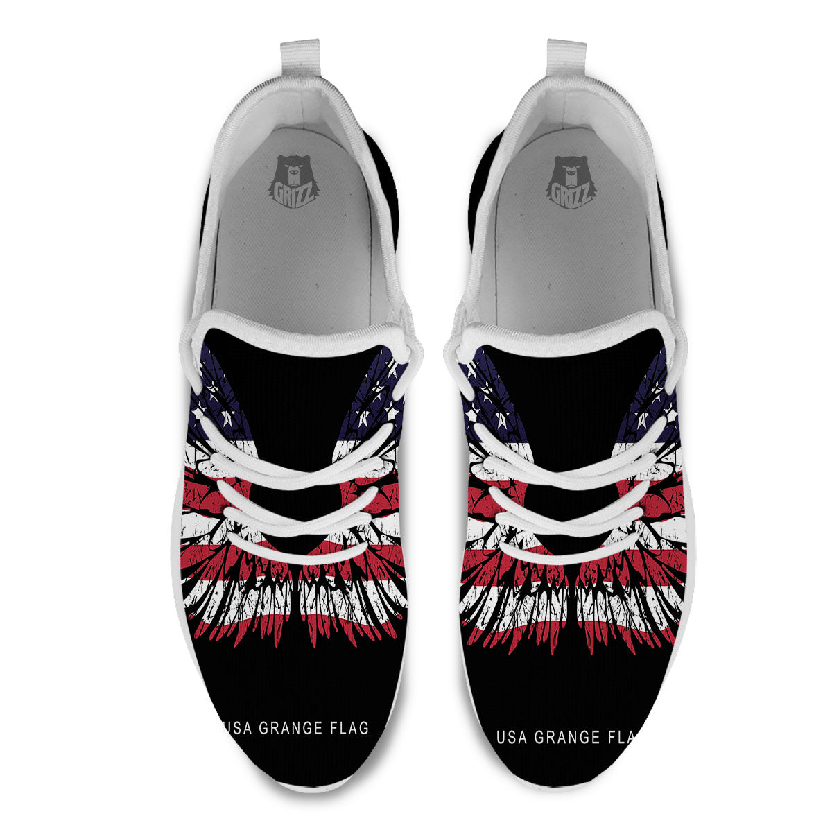 Wing Flag American Print White Athletic Shoes-grizzshop