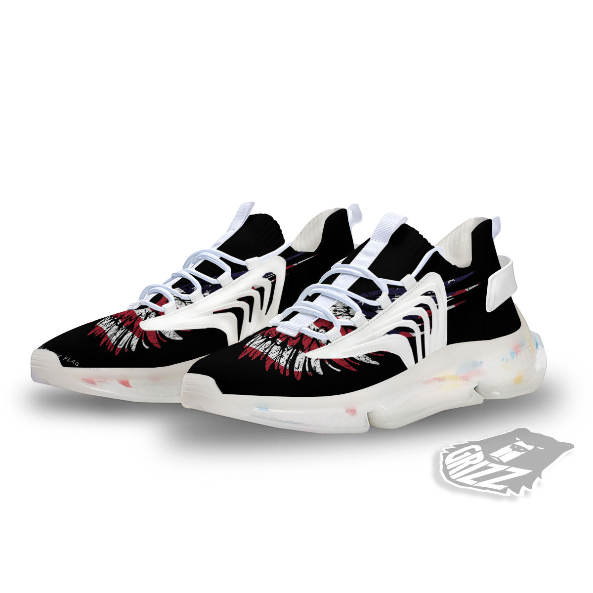 Wing Flag American Print White Gym Shoes-grizzshop