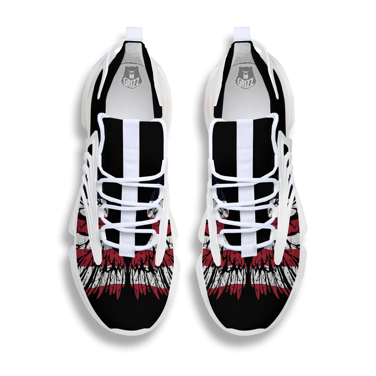 Wing Flag American Print White Gym Shoes-grizzshop