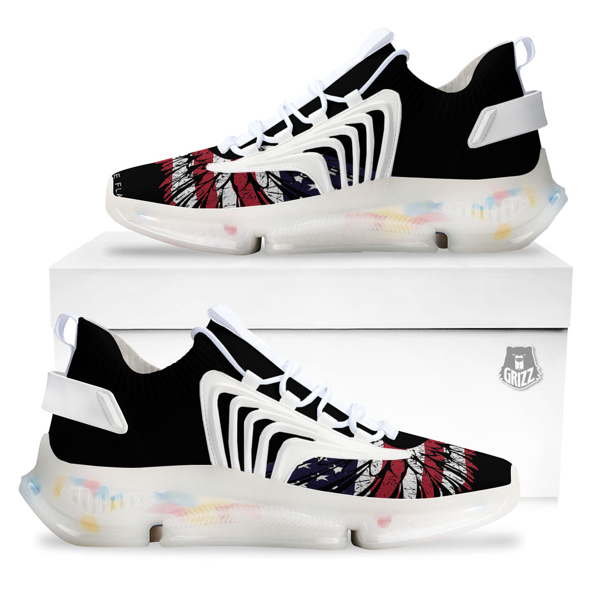 Wing Flag American Print White Gym Shoes-grizzshop