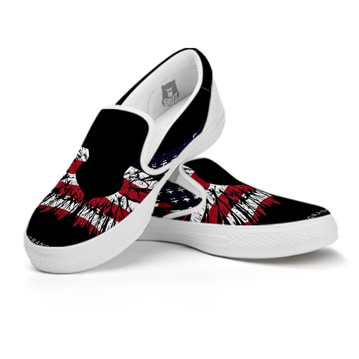 Wing Flag American Print White Slip On Shoes-grizzshop