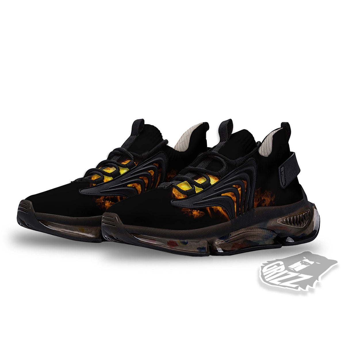 Wings Flame Print Black Gym Shoes-grizzshop