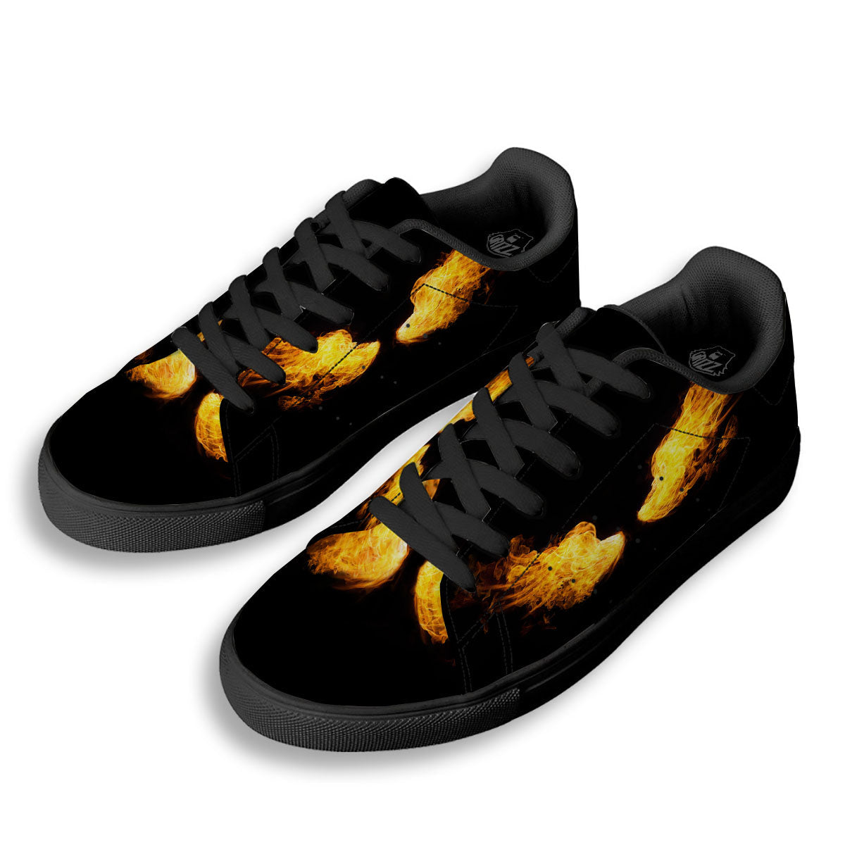 Wings Flame Print Black Low Top Sneakers-grizzshop