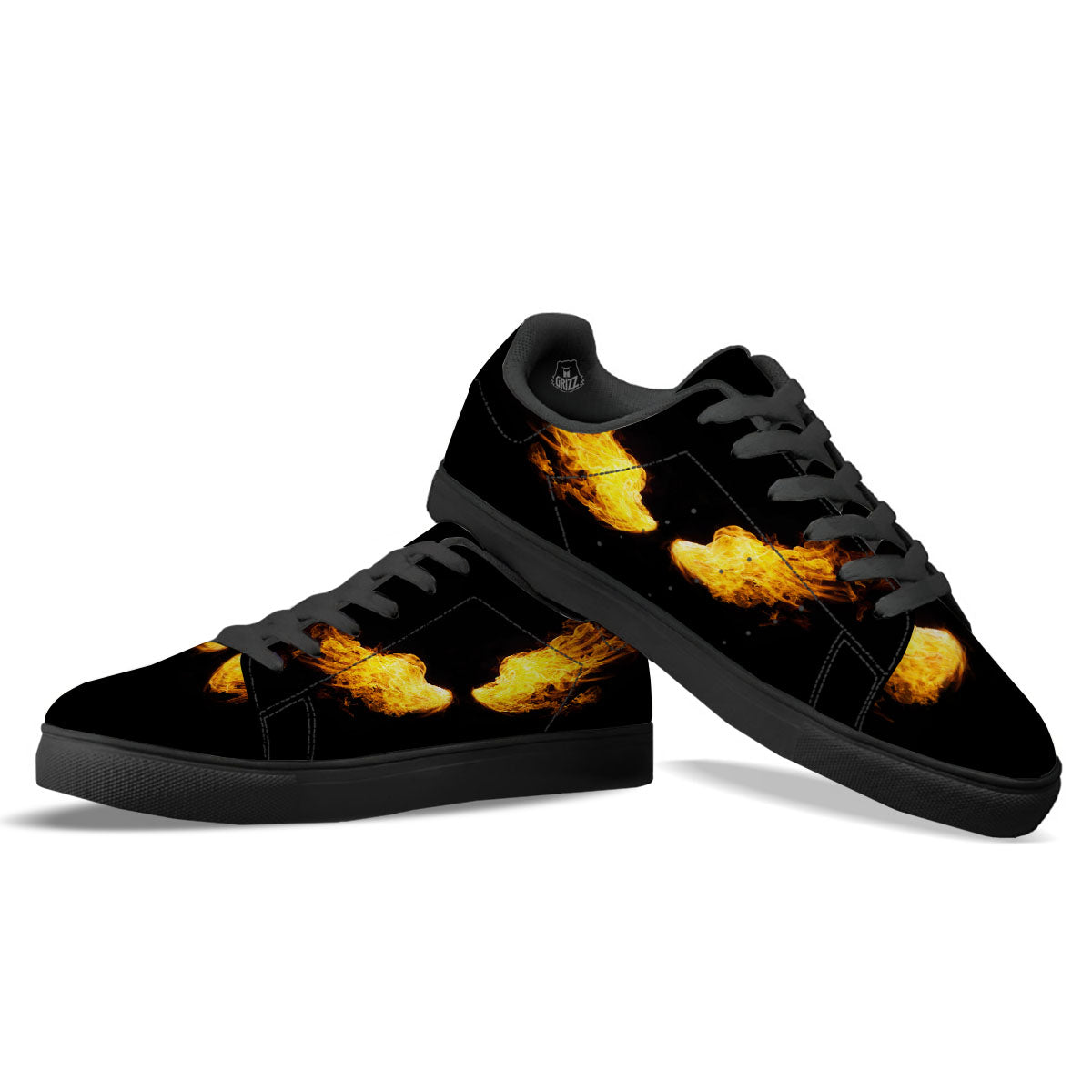 Wings Flame Print Black Low Top Sneakers-grizzshop