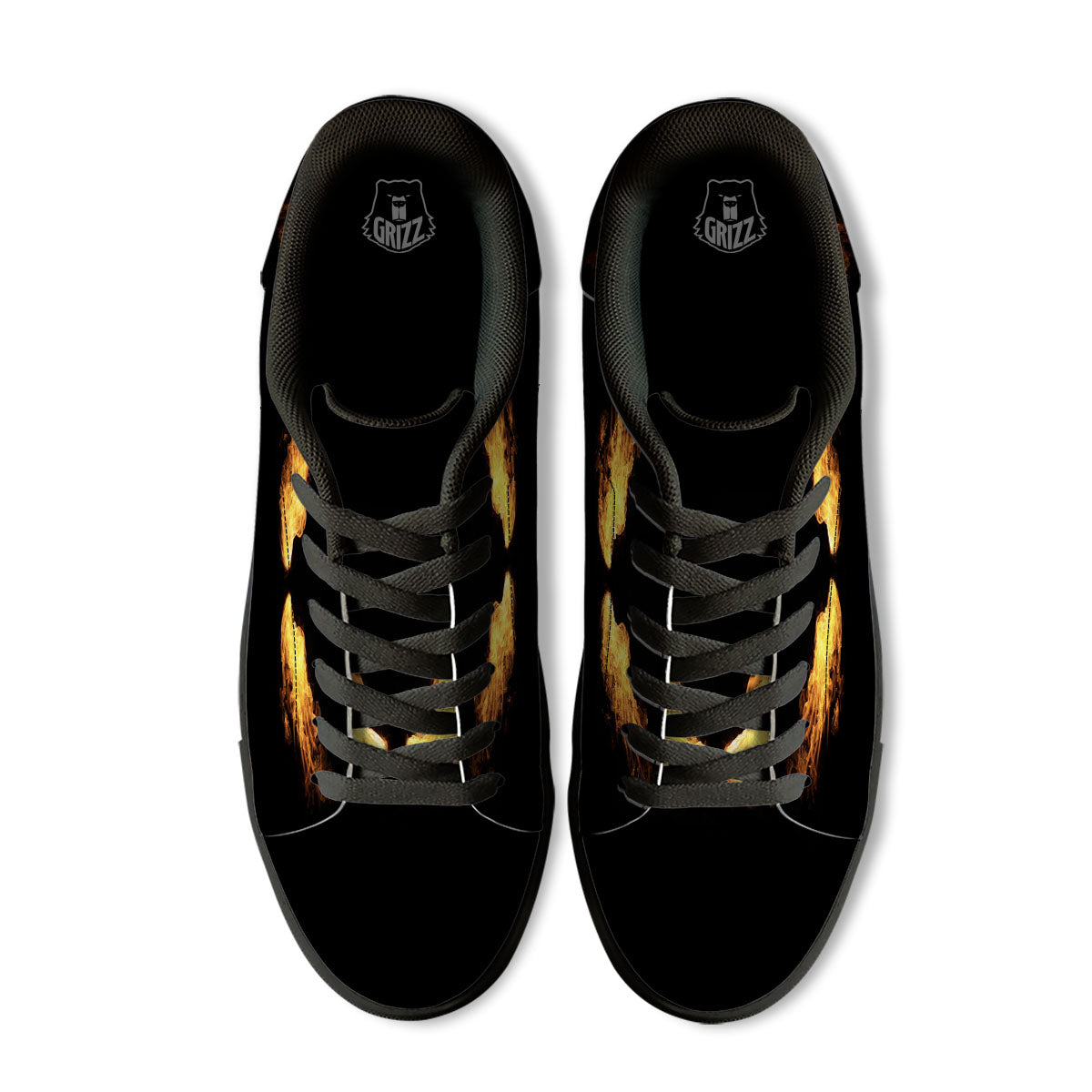Wings Flame Print Black Low Top Sneakers-grizzshop